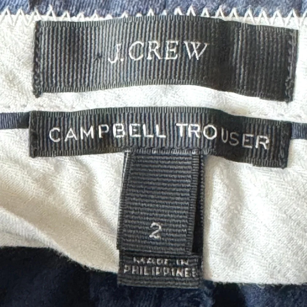 J Crew Campbell Trouser Navy Blue Flat Front Women's‎ Size 2